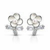 925 Sterling Silver Zircon & Cream Flower Stud Women Earing