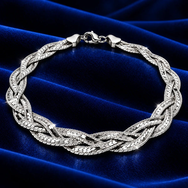 Women’s Silver Braided Chain Bracelet