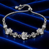Women’s Silver Floral Bracelet with Sparkling Crystal Accents