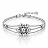 Women’s Silver-Tone Multi-Strand Cable Bracelet with Textured Bead Charms