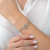 Women’s Silver-Tone Multi-Strand Cable Bracelet with Textured Bead Charms