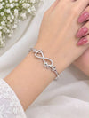925 Sterling Silver Infinity Crown & Bow Bangle Women Bracelet