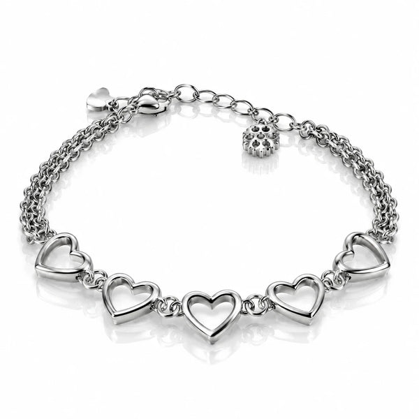 Women’s Silver-Tone Heart Link Bracelet