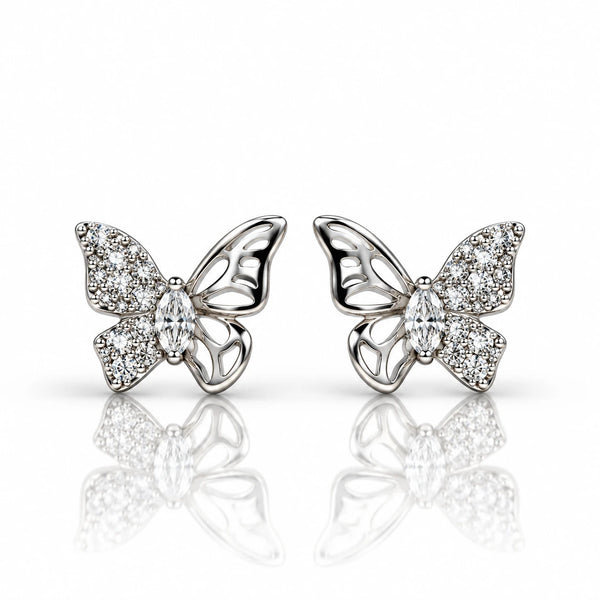 925 Sterling Silver Butterfly Half Zircon Women Earing