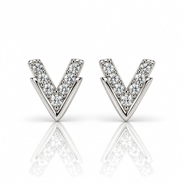 925 Sterling Silver V Design Zircon Women Earing