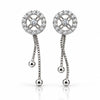 Women's Silver-Tone Crystal Halo Drop Earrings with Elegant Chain Tassel