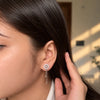 Women's Silver-Tone Crystal Halo Drop Earrings with Elegant Chain Tassel