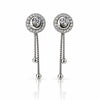 Women's Silver-Tone Halo Tassel Drop Earrings with Crystal Detailing