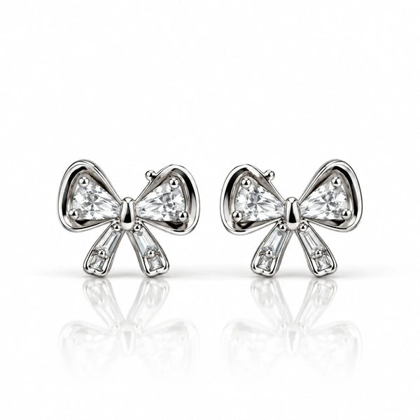 Crystal Bow Stud Earrings for Women