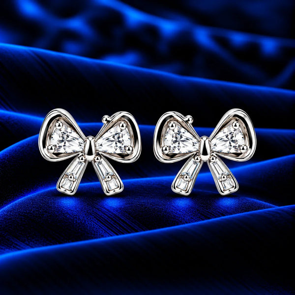 Crystal Bow Stud Earrings for Women