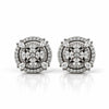 Women's Silver Halo Stud Earrings with Sparkling Zircon