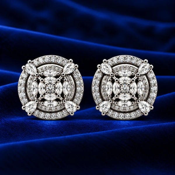 Women's Silver Halo Stud Earrings with Sparkling Zircon