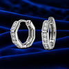 Women's Silver Octagonal Hoop Earrings with Sparkling Clear Stones