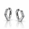 Women's Silver-Tone Geometric Hoop Earrings with Sparkling Crystal Accents