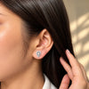 Women's Silver-Tone Teardrop Halo Stud Earrings with Sparkling Crystal Stones