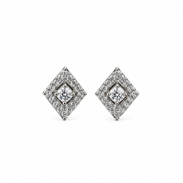 Women's Silver-Tone Diamond-Shaped Crystal Stud Earrings