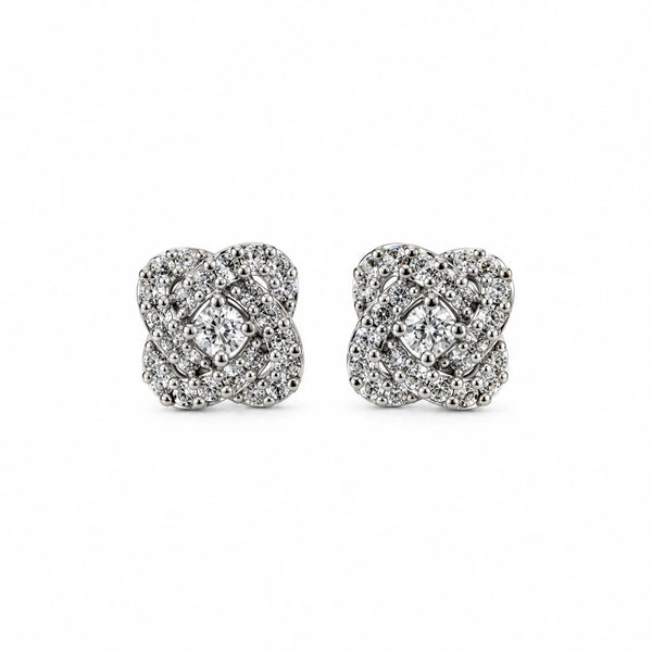 Floral Diamond-Style Stud Earrings for Women
