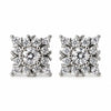 Women's Silver-Tone Floral Diamond Look Stud Earrings with Sparkling Crystal Stones