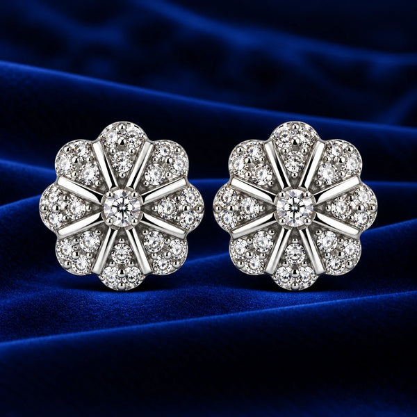 Women's Floral Crystal Stud Earrings