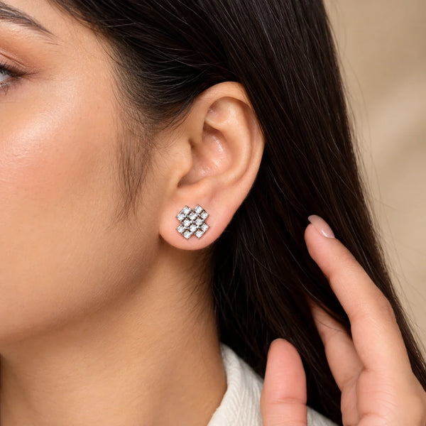 Women's Silver-Tone Crystal Stud Earrings