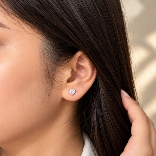 Women's Heart-Shaped Crystal Stud Earrings