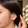 Women's Silver-Tone Crystal Ribbon Stud Earrings