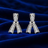 Women's Silver-Tone Crystal Ribbon Stud Earrings