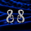 Womens Silver-Tone Infinity Heart Crystal Stud Earrings