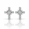 Women’s Silver-Tone Cross Stud Earrings with Sparkling Crystals