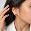 Women’s Silver-Tone Bow Earrings with Black Heart Charms & Sparkling Crystals
