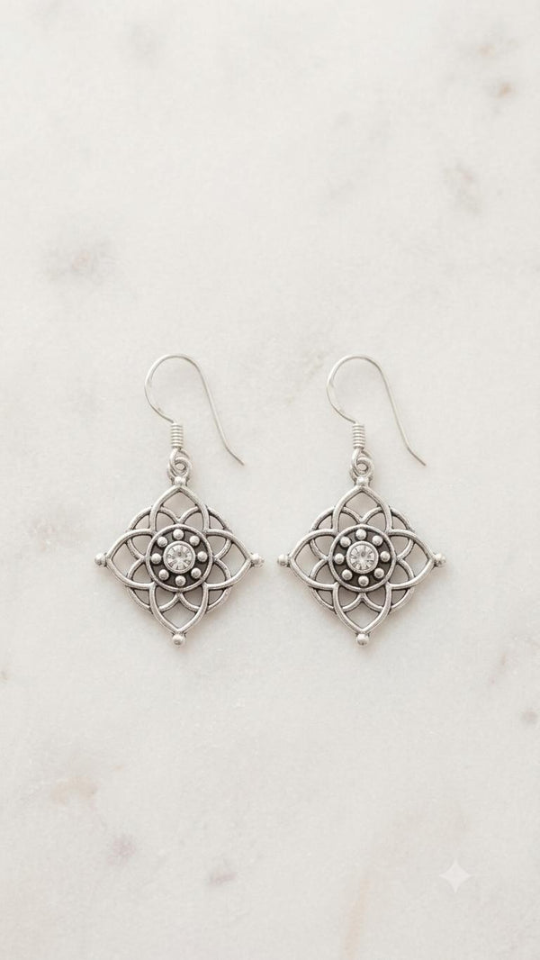 925 Sterling Silver Floral Mandala Women Earing
