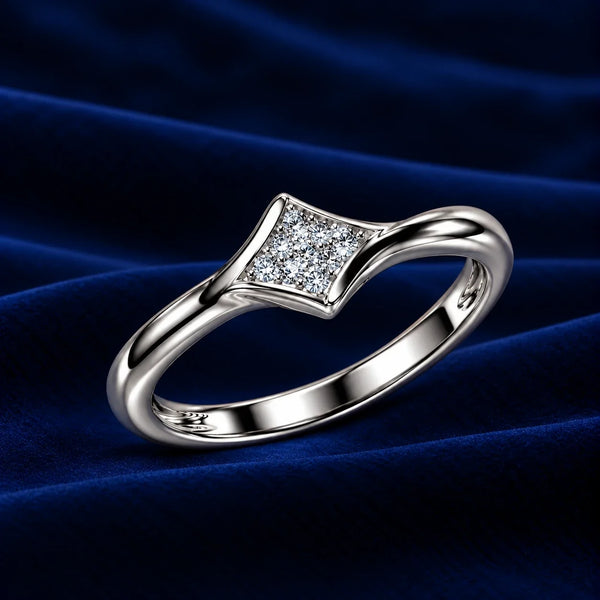 Sterling Silver Square Cluster Ring for Women