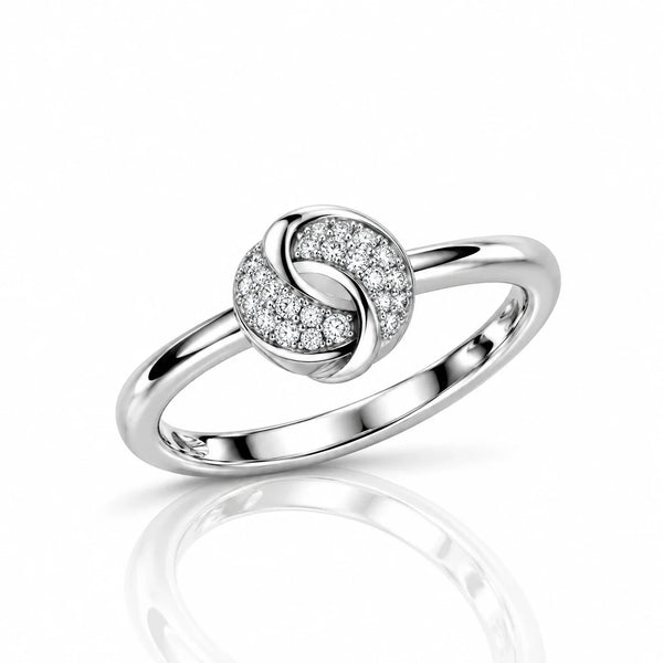 Elegant Silver-Tone Infinity Knot Ring with Sparkling Crystal Accents for Women