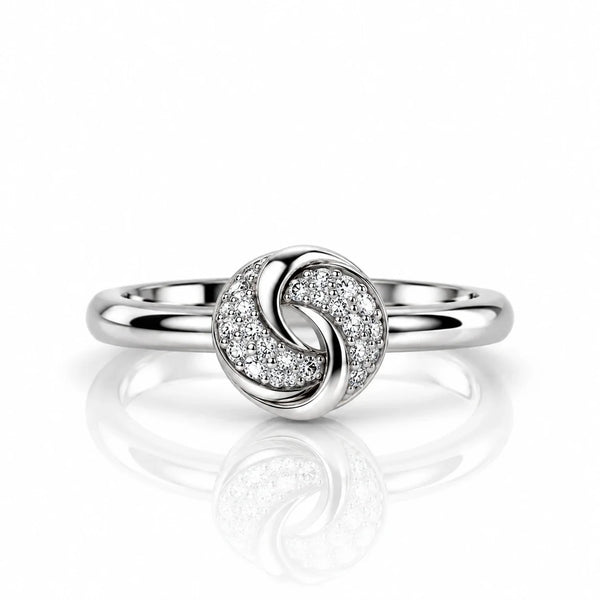 Elegant Silver-Tone Infinity Knot Ring with Sparkling Crystal Accents for Women