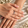 Elegant Silver-Tone Greek Key Ring with Sparkling Crystal Accents for Women