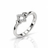 Modern Silver-Tone Geometric Crystal Ring for Women