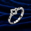 Modern Silver-Tone Geometric Crystal Ring for Women