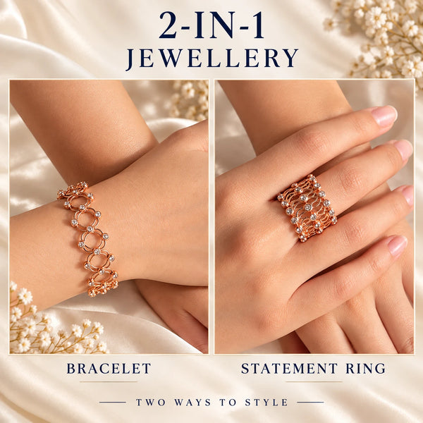925 Sterling Silver 2-in-1 Ring & Bracelet for Women