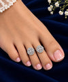 925 Sterling Silver Adjustable Cushin Shape Floral Cluster Women Toe Ring