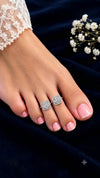 925 Sterling Silver Adjustable Square Solitaire Square Cubic Zirconia Women Toe Ring