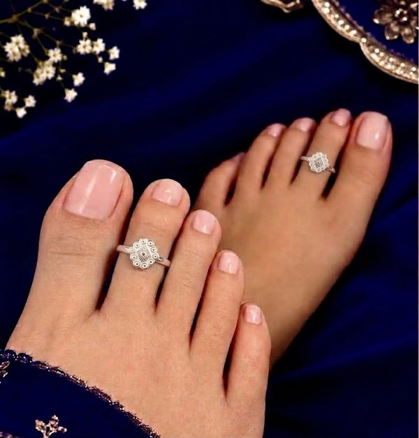 925 Sterling Silver Adjustable Woven Lattice Spiral Border Women Toe Ring
