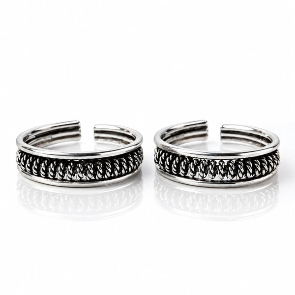 Stylish Silver Open Cuff Adjustable Toe Rings for Women