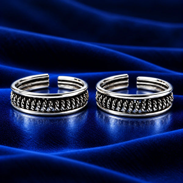 Stylish Silver Open Cuff Adjustable Toe Rings for Women