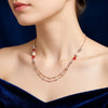 925 Sterling Silver Elegant Double Layer Pearl & Red Beaded Women Necklace