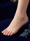 925 Sterling Silver Classic Italian Style Textured Popcorn Chain Women Anklet