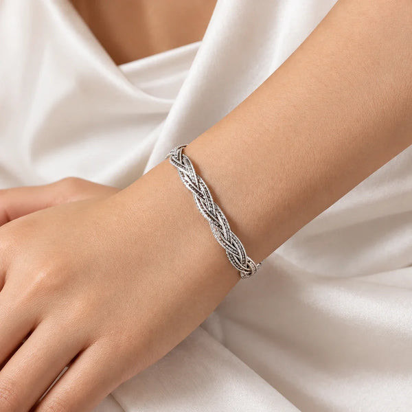Women’s Silver Braided Chain Bracelet