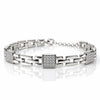 Women’s Silver-Tone Geometric Link Bracelet with Sparkling Crystal Accents