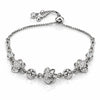 Women’s Silver Floral Bracelet with Sparkling Crystal Accents