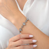 Women’s Silver Floral Bracelet with Sparkling Crystal Accents