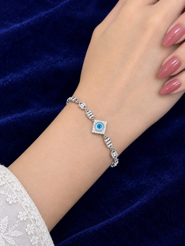 925 Sterling Silver Sparkling Cz Evil Eye Women Bracelet